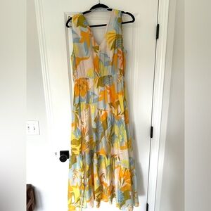 1 STATE spring dress. Long and flowing. Fully lined. Drawstrings at shoulders.